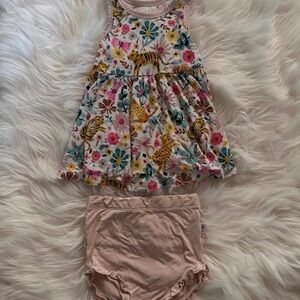 GUC Birdie Bean Ivy Floral Tigers Peplum Set 2T